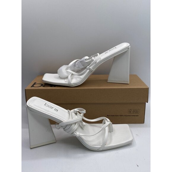 Bar III Shoes Bar Iii Womens White Auroraa Faux Leather Strappy